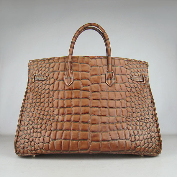 Replica Hermes Birkin 40CM Crocodile Veins Leather Bag Light Coffee 6099 Online